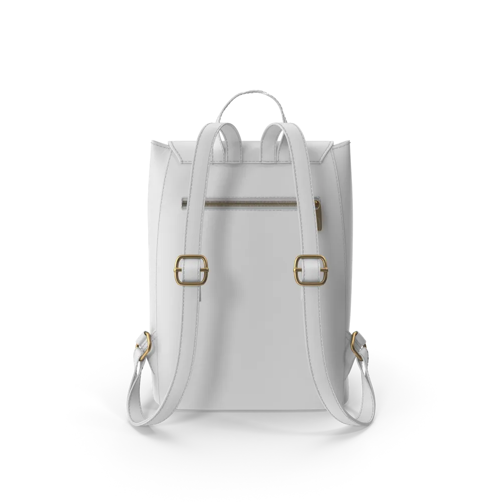 White Faux Leather Backpack