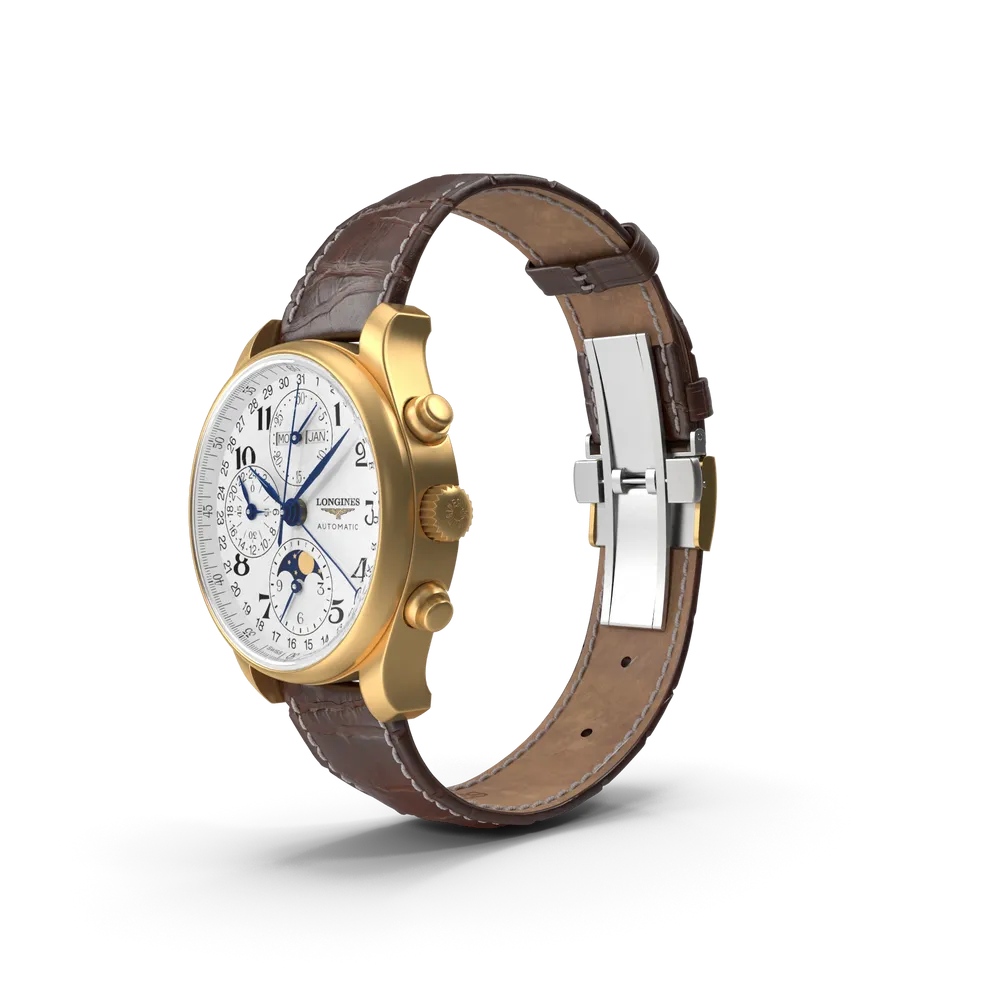 Armbanduhr mit braunem Lederband