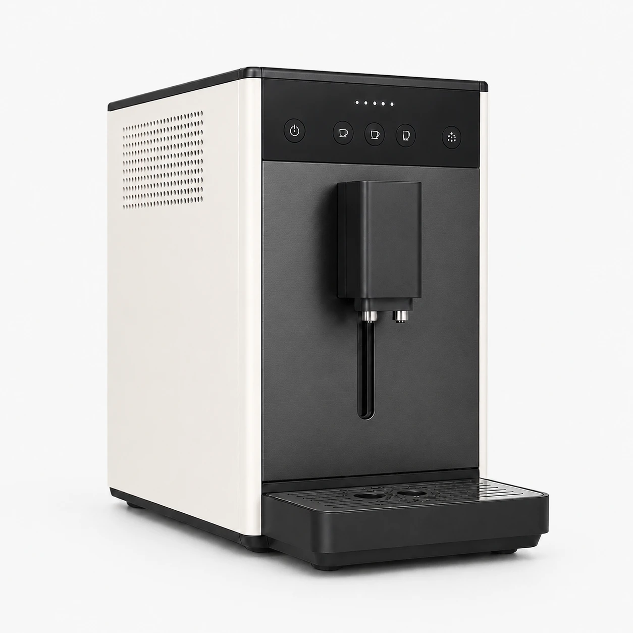 Compact Home bean-to-cup coffee machine in warm white on a light background