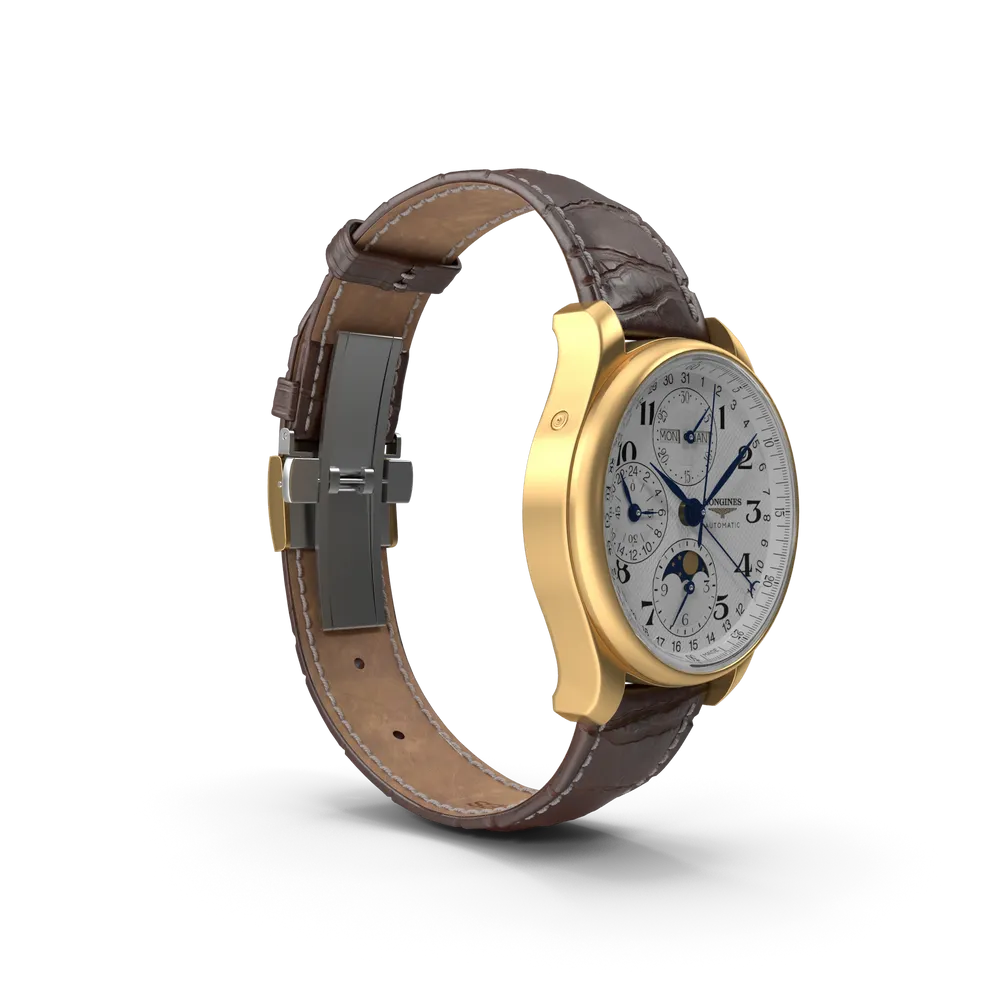Armbanduhr mit braunem Lederband