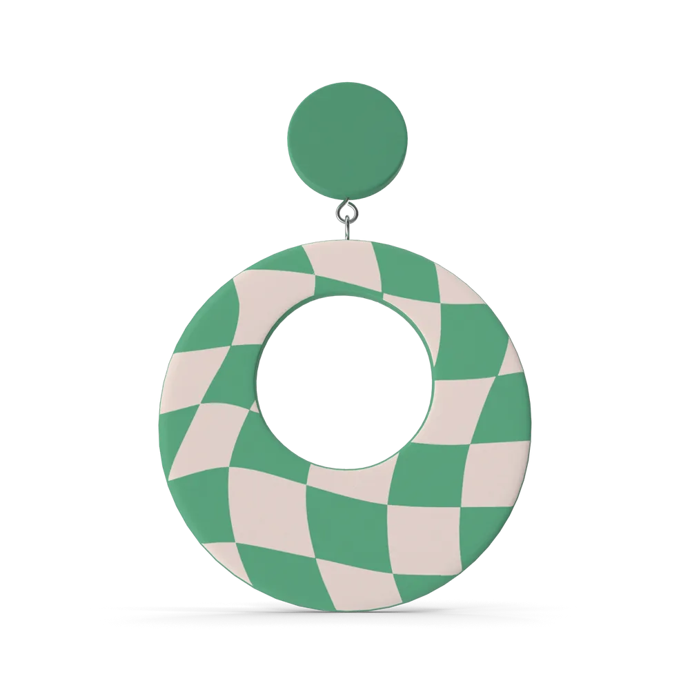 Grüner ovaler Ohrring