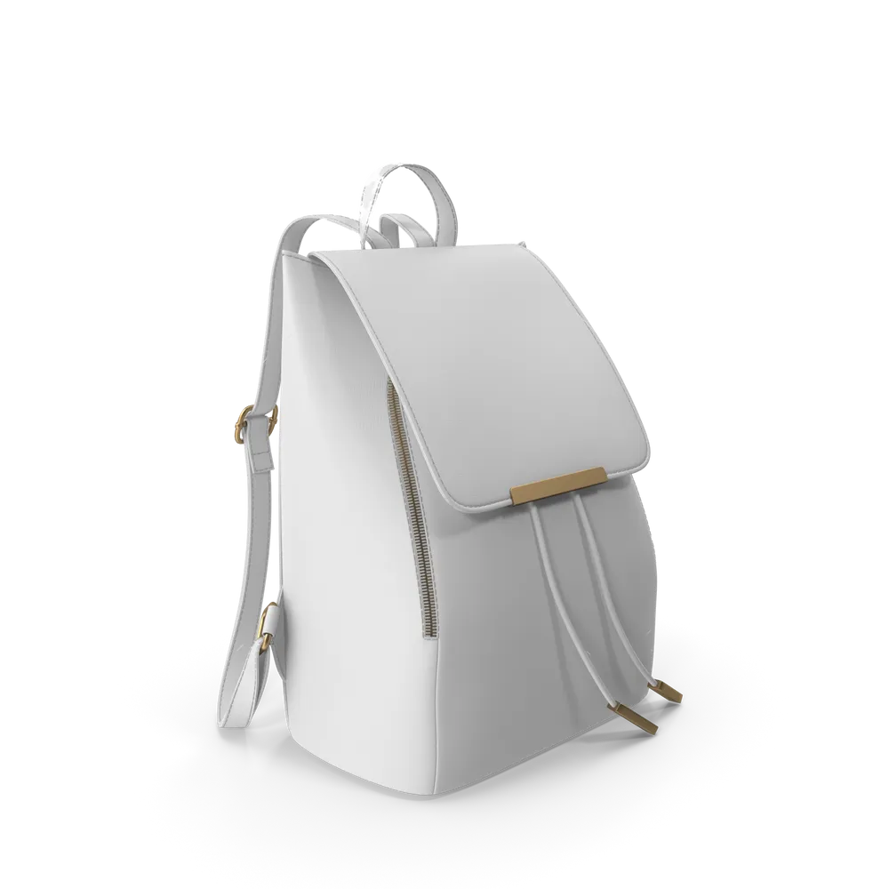 White Faux Leather Backpack
